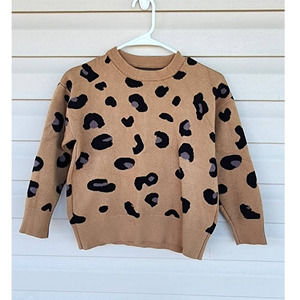 Heavy Knit Crew Neck Leopard Print‎ Sweater